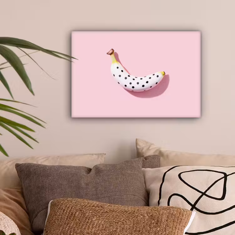 Banaan - Stippen - roze canvas 2cm klein -sfeer1