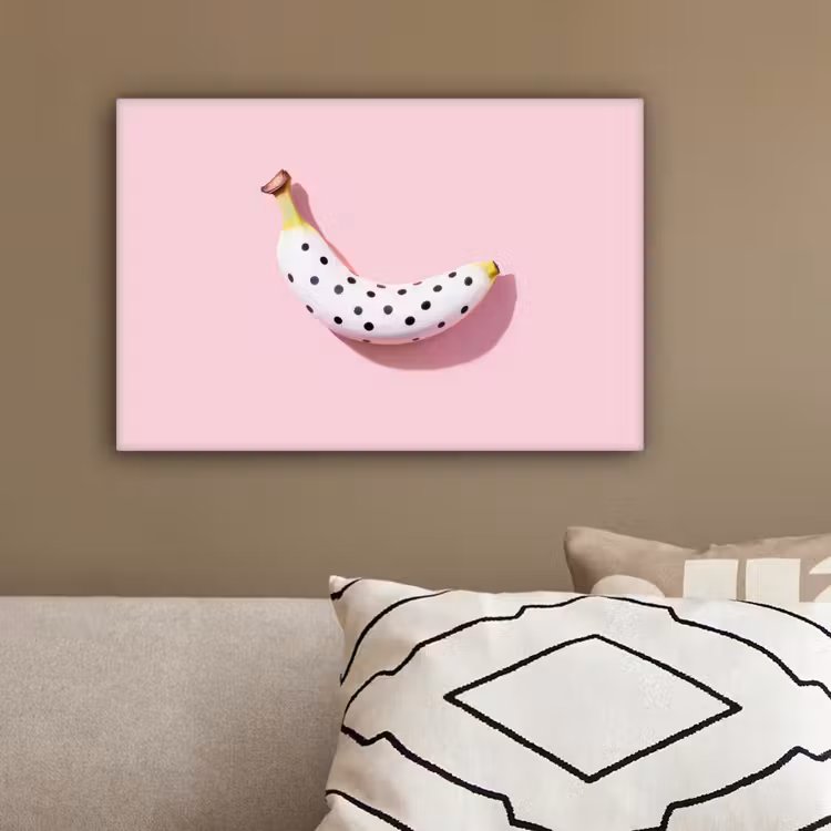 Banaan - Stippen - roze canvas 2cm klein -sfeer3