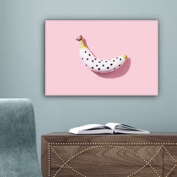 Banaan - Stippen - roze canvas 2cm klein -sfeer4