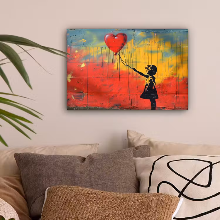 Banksy - Kunst - Graffiti - Meisje - Street art canvas 2cm klein -sfeer1