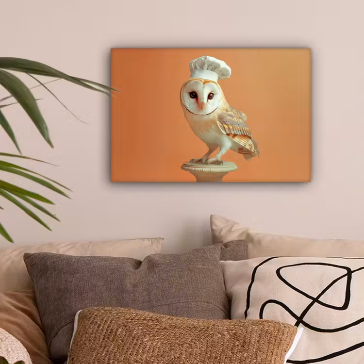 Kerkuil - Koksmuts - Oranje - Vogel canvas 2cm klein -sfeer1