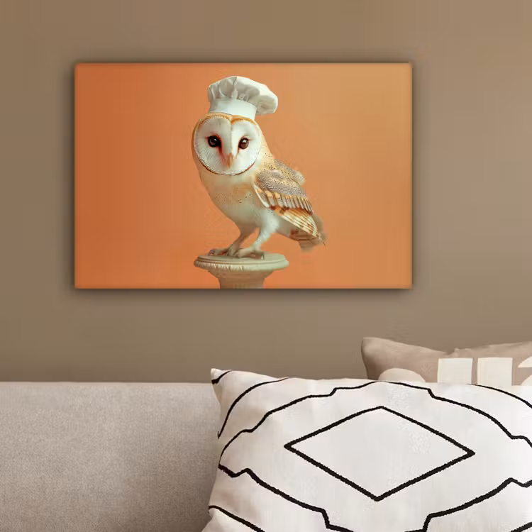 Kerkuil - Koksmuts - Oranje - Vogel canvas 2cm klein -sfeer3