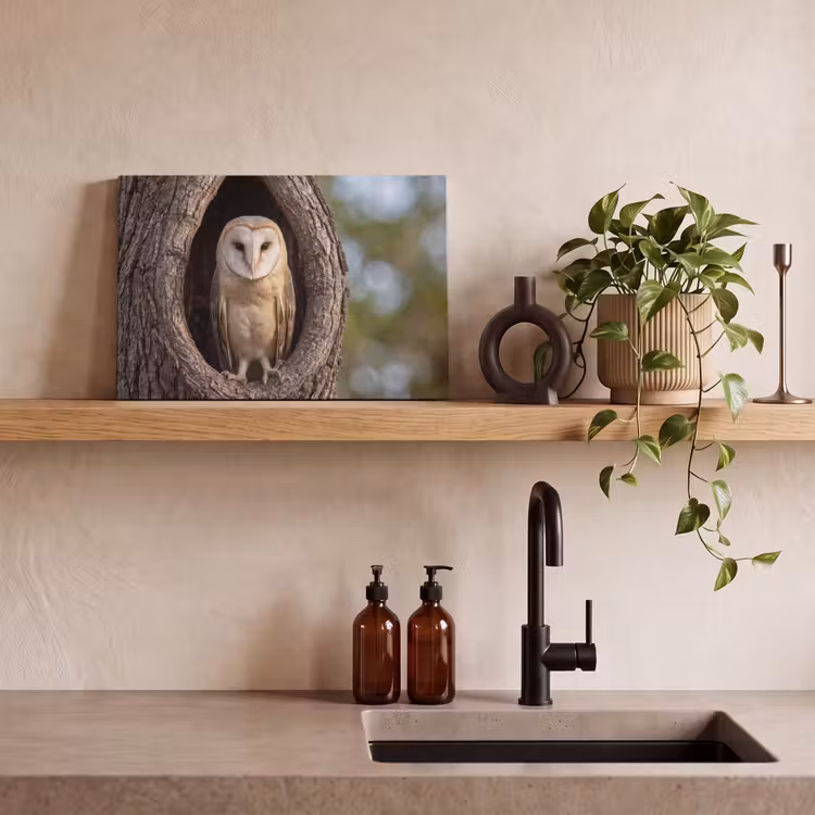 Kerkuil - Boom - Natuur - Bruin canvas 2cm klein -sfeer3