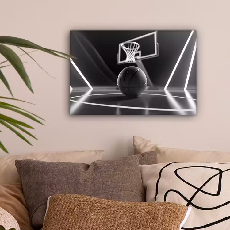 Basketbal - Basketbalveld - Lichtlijnen canvas 2cm klein -sfeer1
