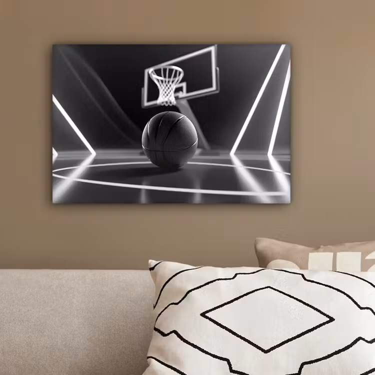 Basketbal - Basketbalveld - Lichtlijnen canvas 2cm klein -sfeer3