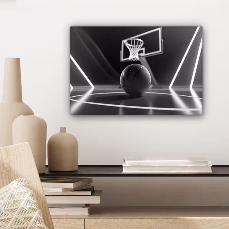 Basketbal - Basketbalveld - Lichtlijnen canvas 2cm klein -sfeer6