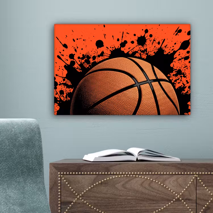 Basketbal - Verf - Sport - Oranje canvas 2cm klein -sfeer4