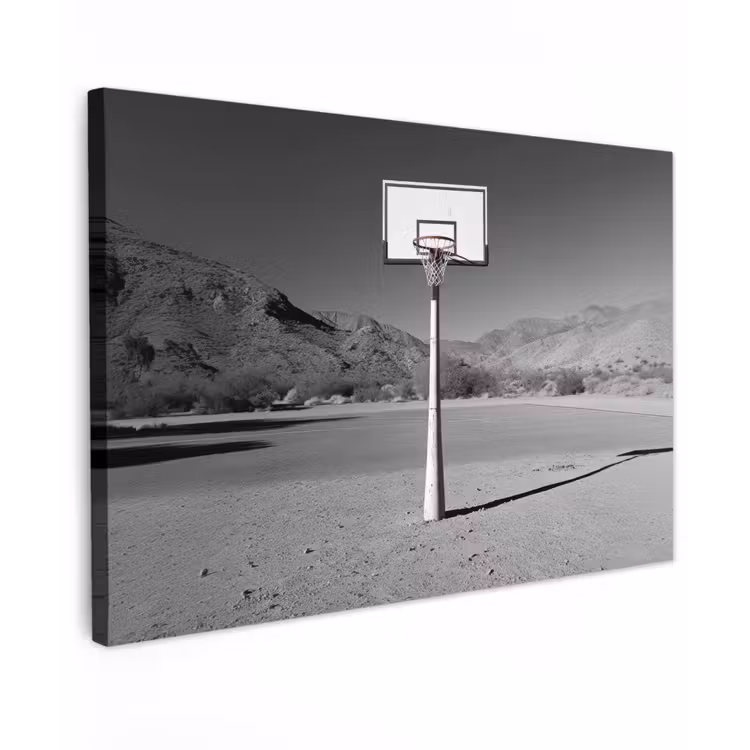 Basketbalpaal - Landschap - Zand - Wit canvas 2cm klein -z3d