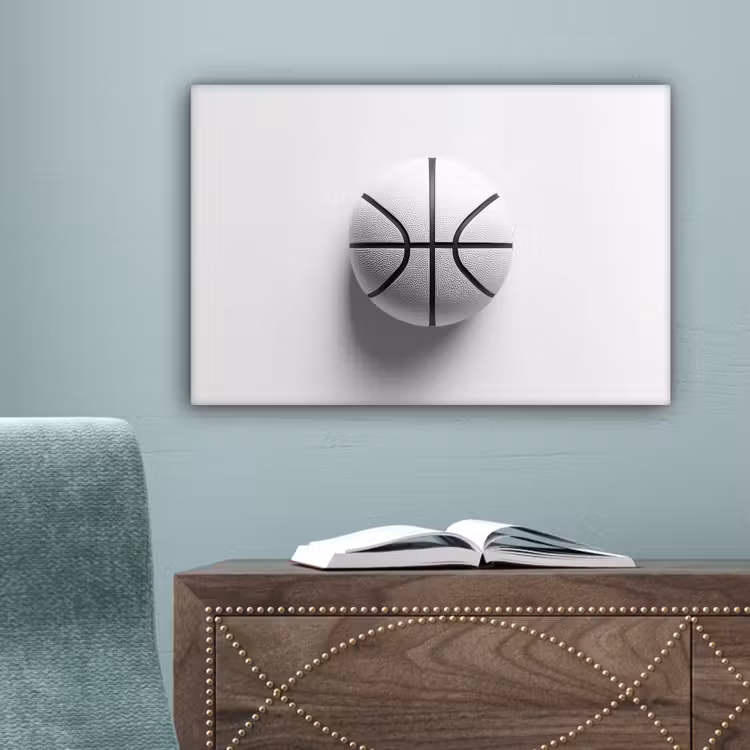 Basketbal - Wit - Schaduw - Lijnen canvas 2cm klein -sfeer4