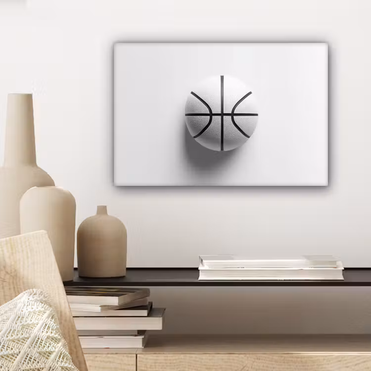 Basketbal - Wit - Schaduw - Lijnen canvas 2cm klein -sfeer6