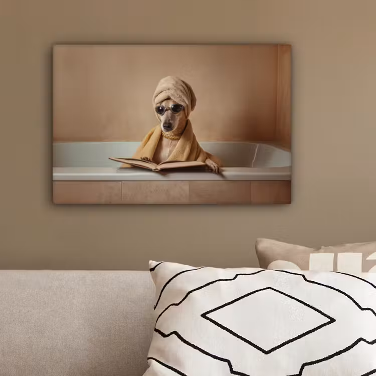Bad - Hond - Boek - Zonnebril canvas 2cm klein -sfeer3