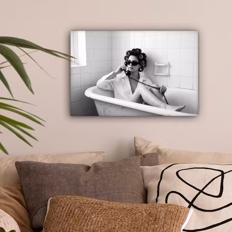 Bad - Vrouw - Zwart - Wit canvas 2cm klein -sfeer1