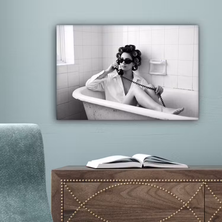 Bad - Vrouw - Zwart - Wit canvas 2cm klein -sfeer4