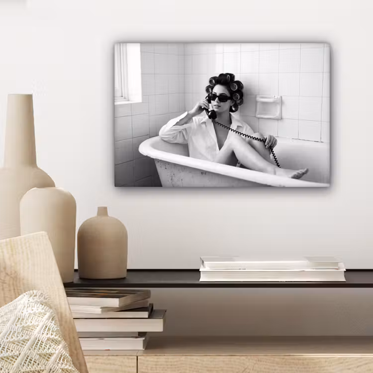 Bad - Vrouw - Zwart - Wit canvas 2cm klein -sfeer6