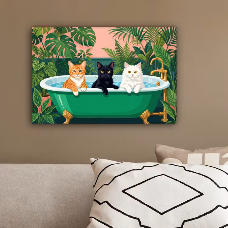 Badkamer - Kattenparade - Kleurrijk canvas 2cm klein -sfeer3