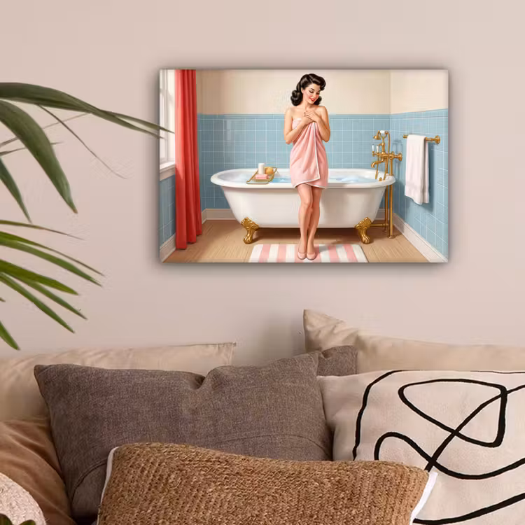 Badkamer - Vrouw - Roze canvas 2cm klein -sfeer1