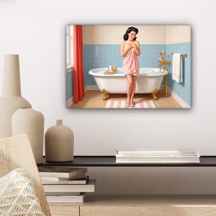 Badkamer - Vrouw - Roze canvas 2cm klein -sfeer6