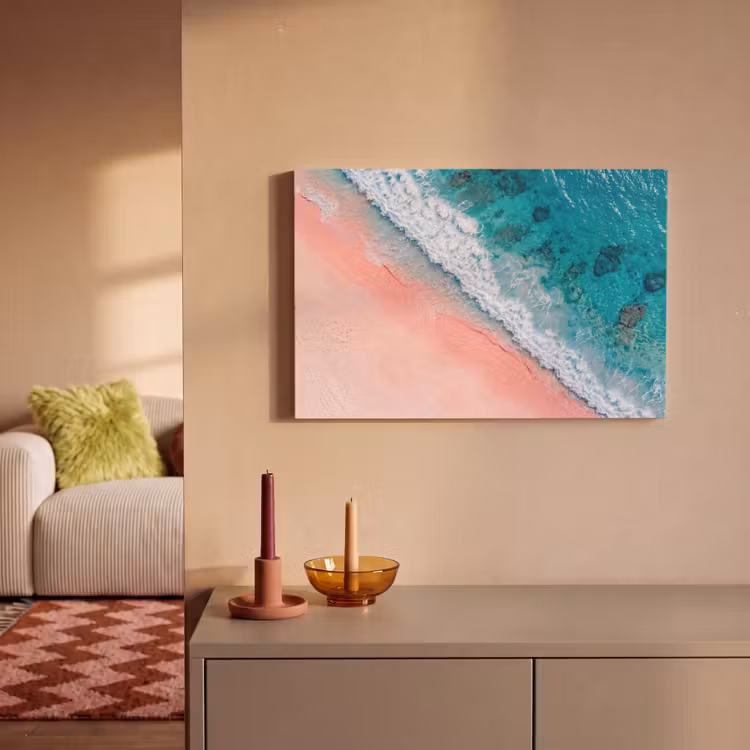Strand - Oceaan - Golven - Roze Zand - Natuur canvas 2cm klein -sfeer1