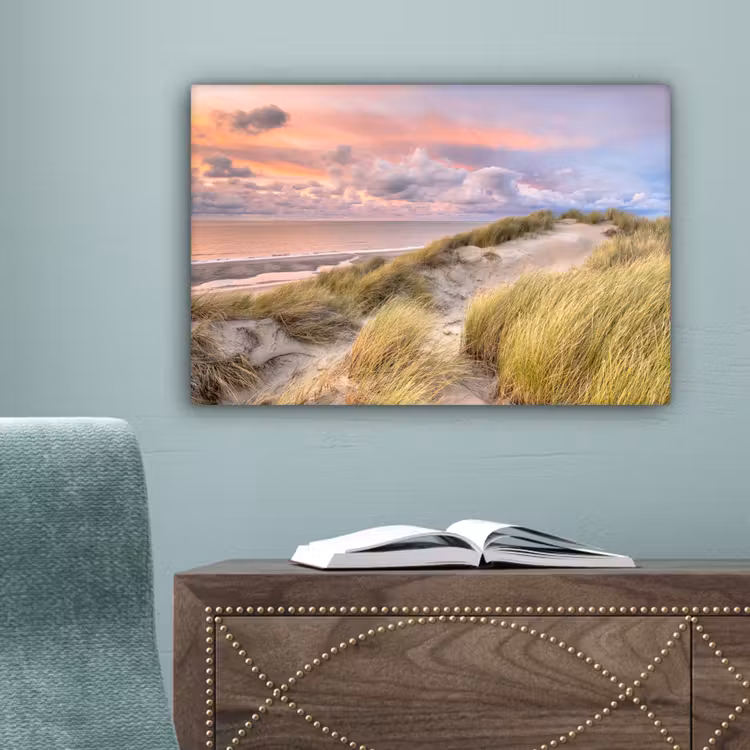 Strand - Zee - Duin - Zonsondergang canvas 2cm klein -sfeer4
