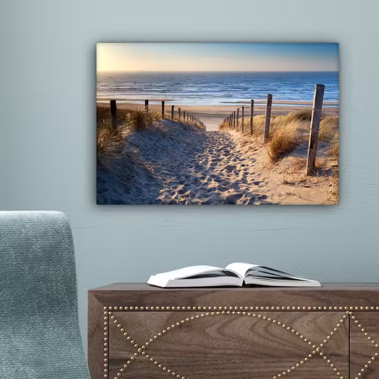 Strand - Zee - Nederland - Duinen - Zon canvas 2cm klein -sfeer4