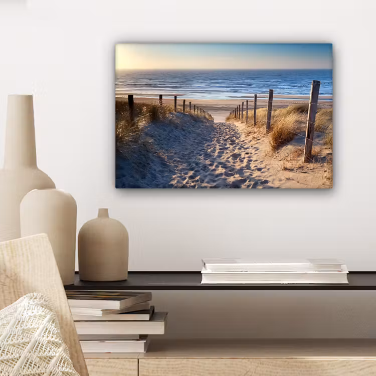 Strand - Zee - Nederland - Duinen - Zon canvas 2cm klein -sfeer6