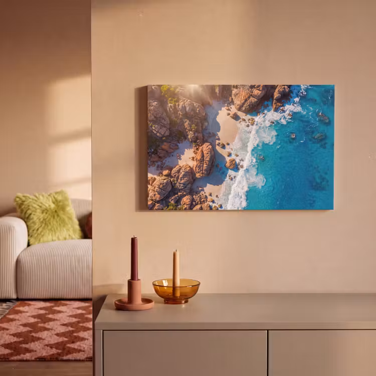 Strand - Zee - Rotsen - Natuur - Blauw canvas 2cm klein -sfeer1