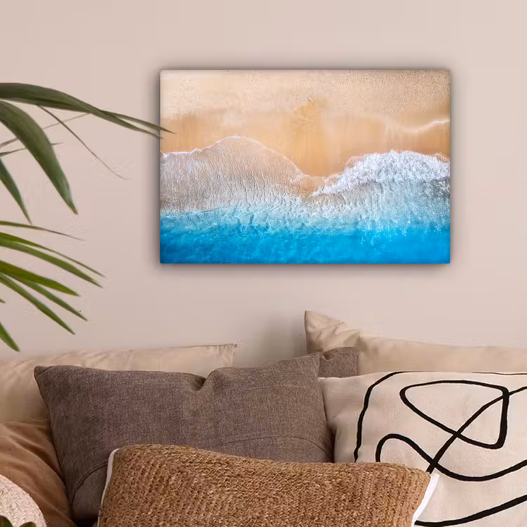 Strand - Zee - Zand - Zomer - Blauw - Golven canvas 2cm klein -sfeer1