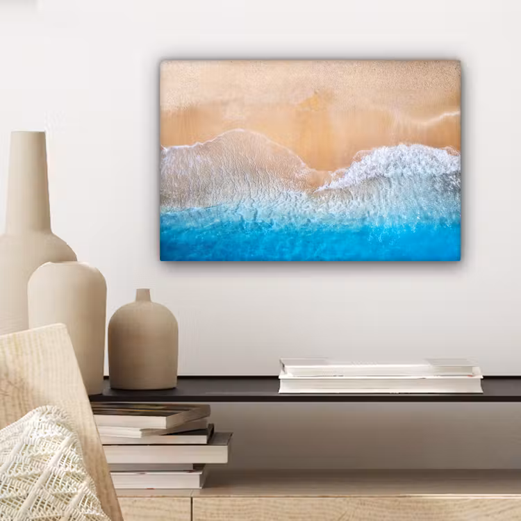 Strand - Zee - Zand - Zomer - Blauw - Golven canvas 2cm klein -sfeer6