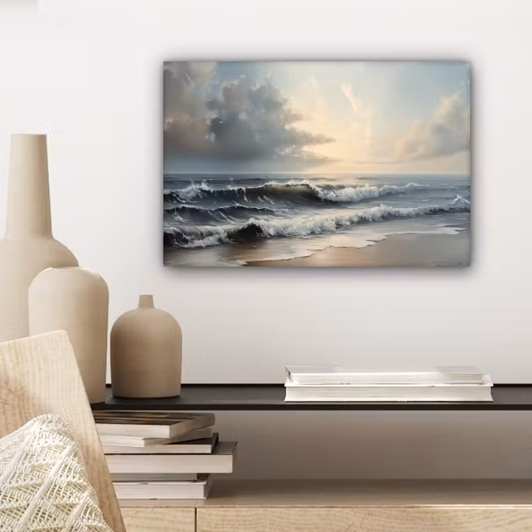 Strand - Zee - Zonsondergang canvas 2cm klein -sfeer6
