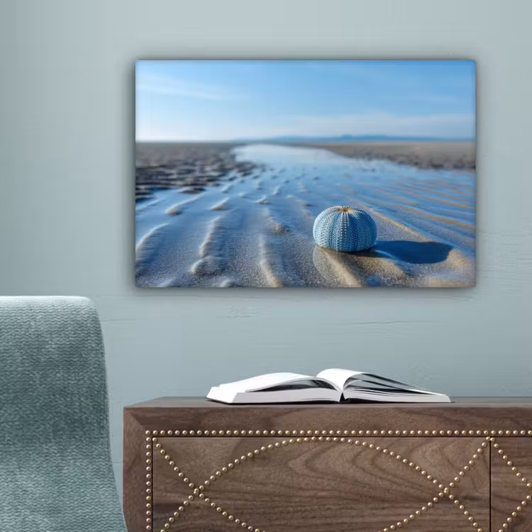 Strand - Schild - Water - Blauw canvas 2cm klein -sfeer4