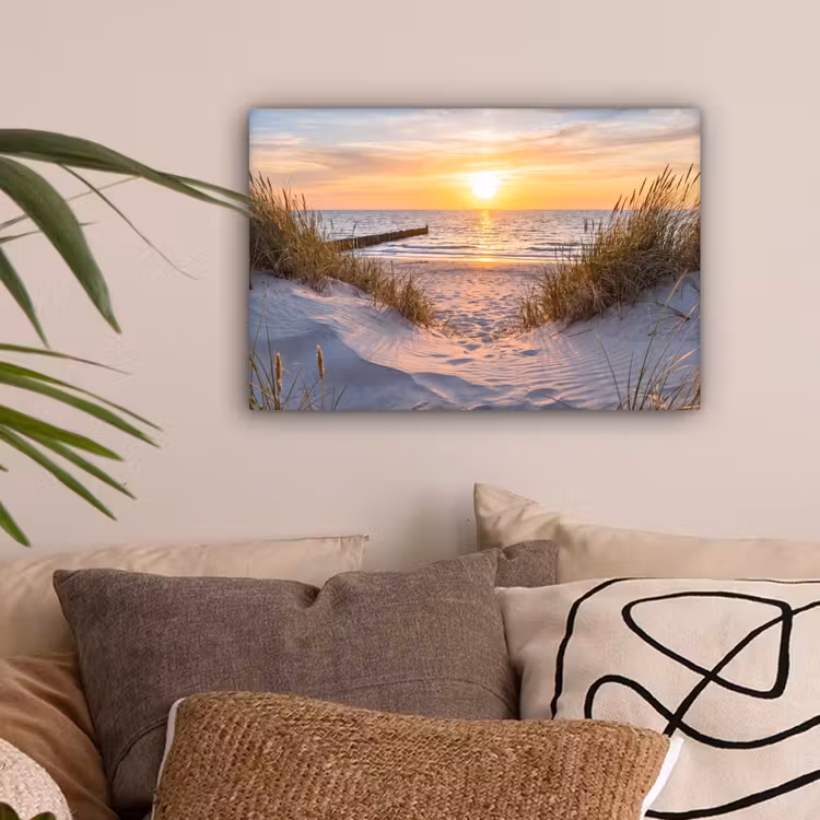 Strand - Zonsondergang - Natuur - Landschap canvas 2cm klein -sfeer1