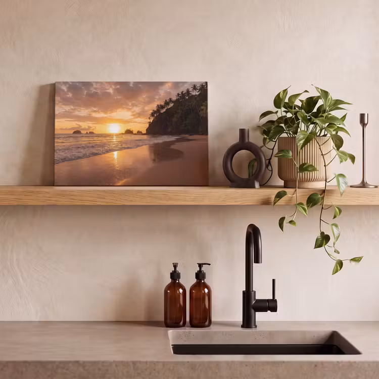 Strand - Zonsondergang - Natuur - Tropisch - Oranje canvas 2cm klein -sfeer3
