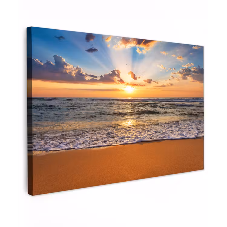 Strand - Zonsondergang - Zee - Wolken - Horizon canvas 2cm klein -z3d