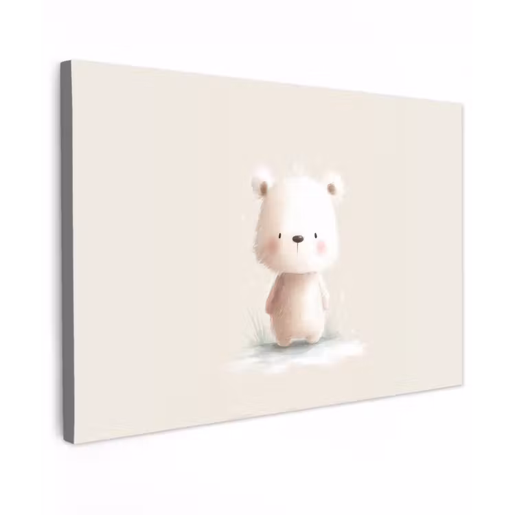 Beertje - Sneeuwvlokje - Wit - Pluizig canvas 2cm klein -z3d