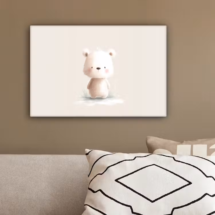 Beertje - Sneeuwvlokje - Wit - Pluizig canvas 2cm klein -sfeer3