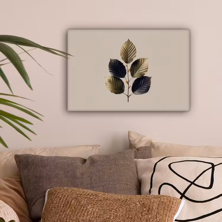 Beukenbladeren - Bruin - Groen - neutraal canvas 2cm klein -sfeer1