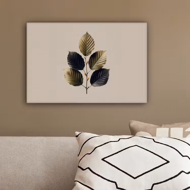 Beukenbladeren - Bruin - Groen - neutraal canvas 2cm klein -sfeer3