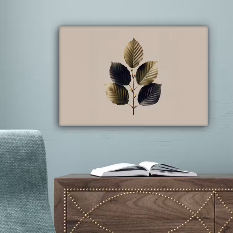 Beukenbladeren - Bruin - Groen - neutraal canvas 2cm klein -sfeer4