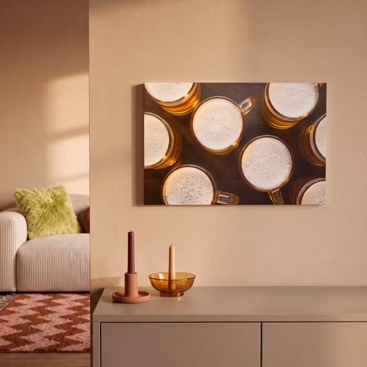 Bier - Glazen - Schuim - Hout - Drank canvas 2cm klein -sfeer1