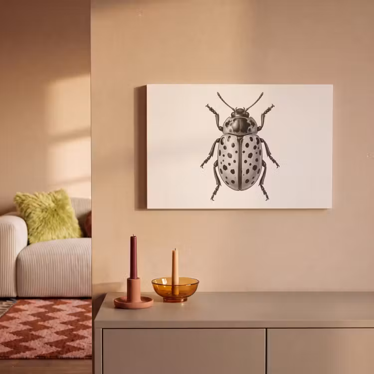 Kever - Insect - Vintage canvas 2cm klein -sfeer1