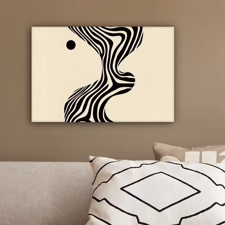 Beige - Lijnen - Golvend - Abstract canvas 2cm klein -sfeer3