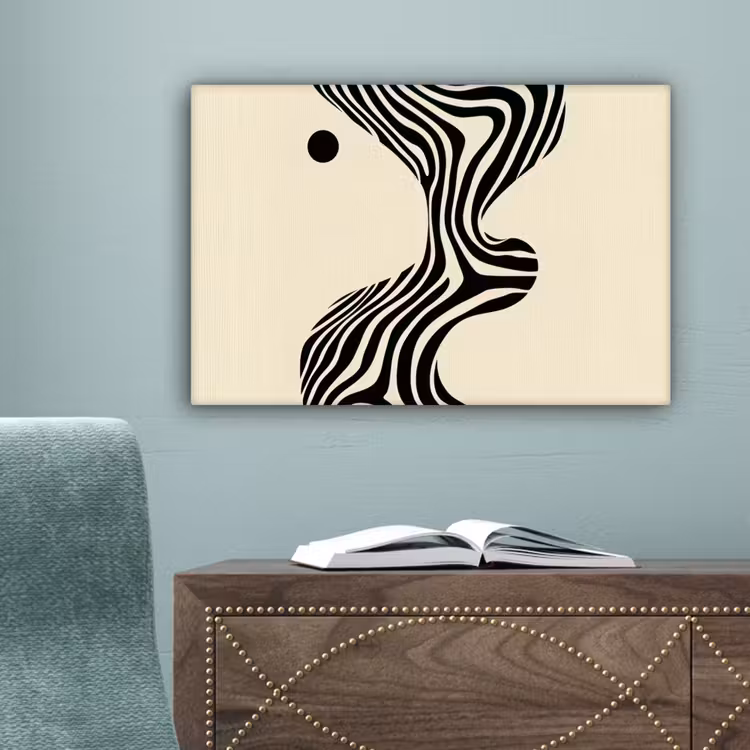Beige - Lijnen - Golvend - Abstract canvas 2cm klein -sfeer4
