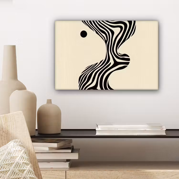 Beige - Lijnen - Golvend - Abstract canvas 2cm klein -sfeer6