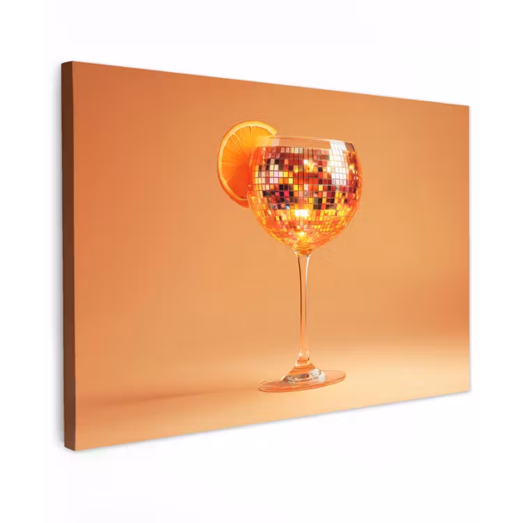Drank - Oranje - Glitter - Disco canvas 2cm klein -z3d