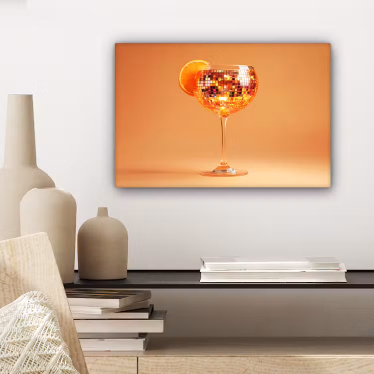 Drank - Oranje - Glitter - Disco canvas 2cm klein -sfeer6