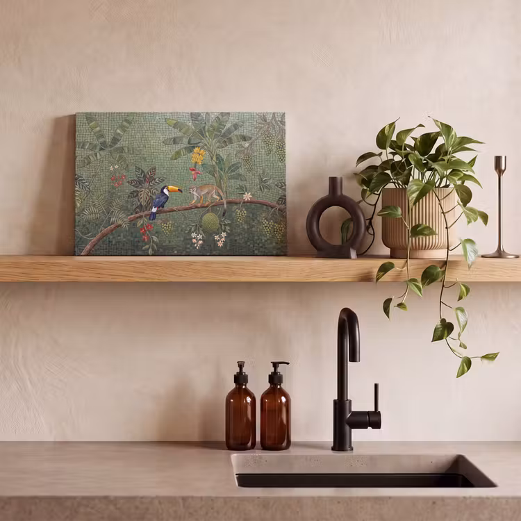 Vogel - Dier - Jungle - Mozaïek - Natuur canvas 2cm klein -sfeer3