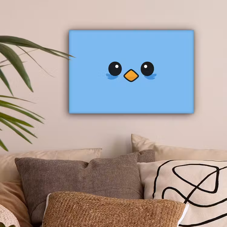 Vogel - Blauw - Eenvoudig canvas 2cm klein -sfeer1