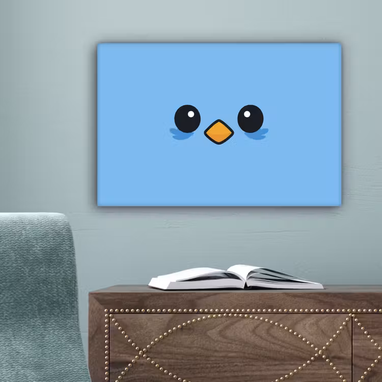 Vogel - Blauw - Eenvoudig canvas 2cm klein -sfeer4