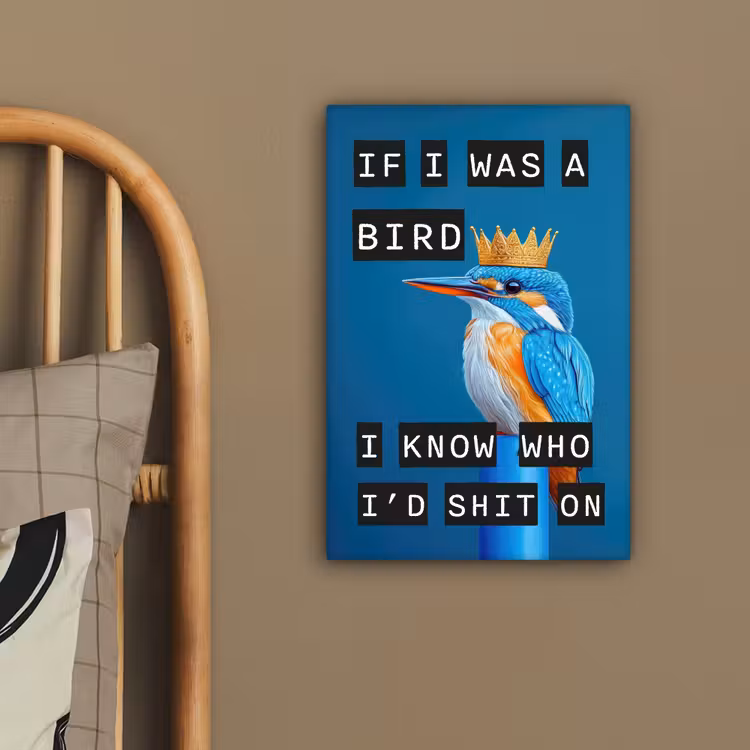 Vogel - Decoratie - Ijsvogel - Blauw canvas 2cm klein -sfeer3