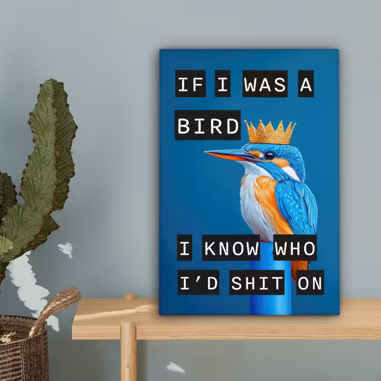 Vogel - Decoratie - Ijsvogel - Blauw canvas 2cm klein -sfeer4
